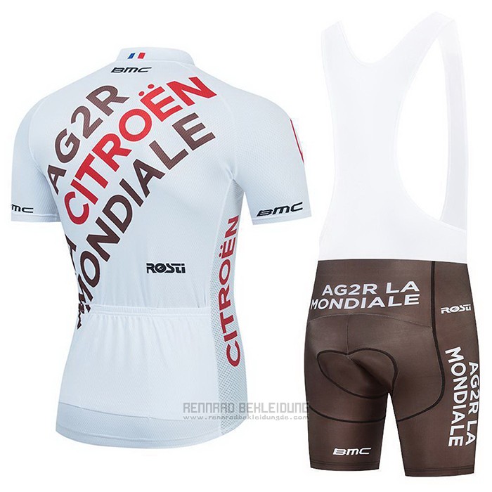 2021 Fahrradbekleidung Ag2r La Mondiale Braun Gelb Trikot Kurzarm und Tragerhose